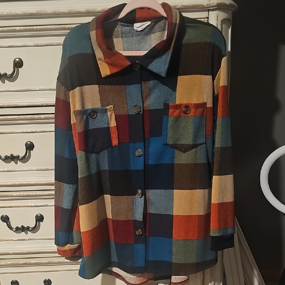 Plaid Button-Front Women's Flannel Multicolor